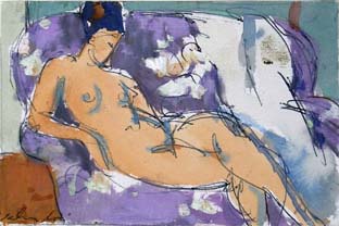 Aldo Salvadori, female nude on a sofa